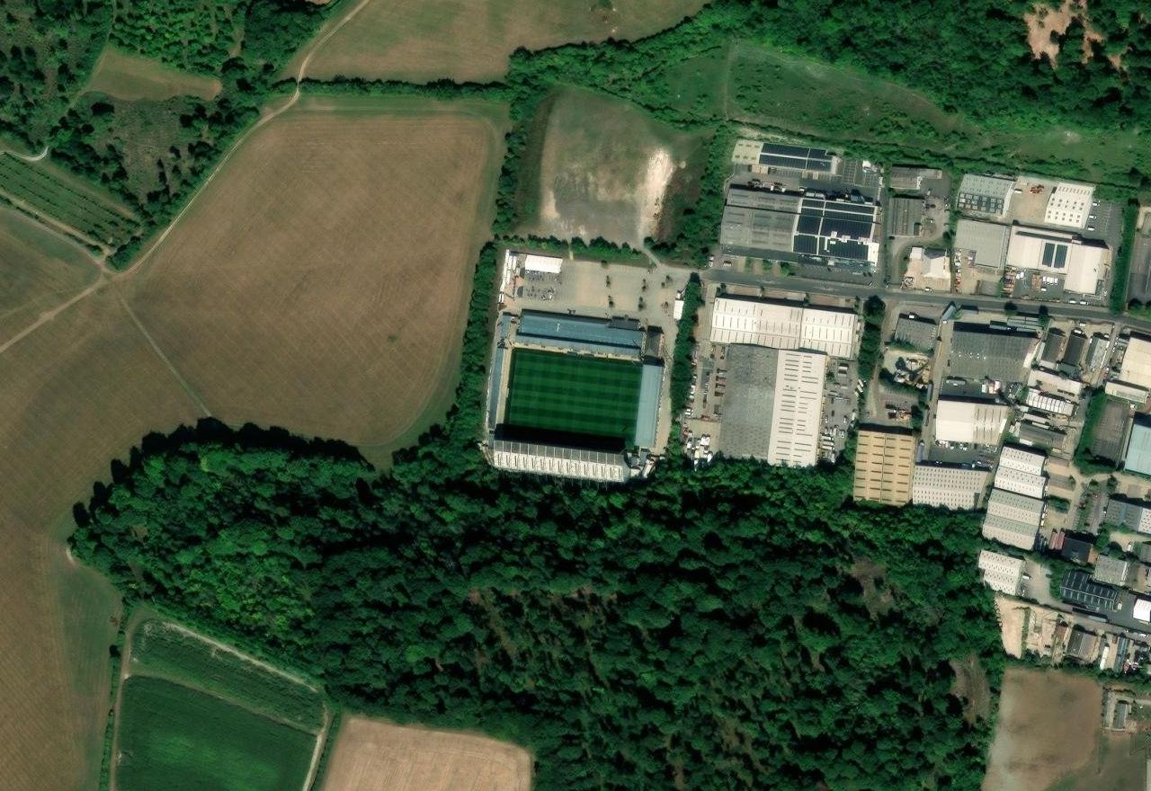 Adams Park: Aerial photograph, 25 August 2025 (Vantor)